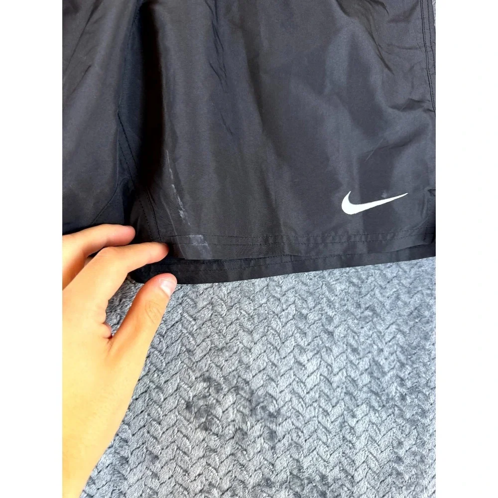 Nike Athletic Shorts Mens Large Black Swoosh Logo Training Gym Wear Drawstring